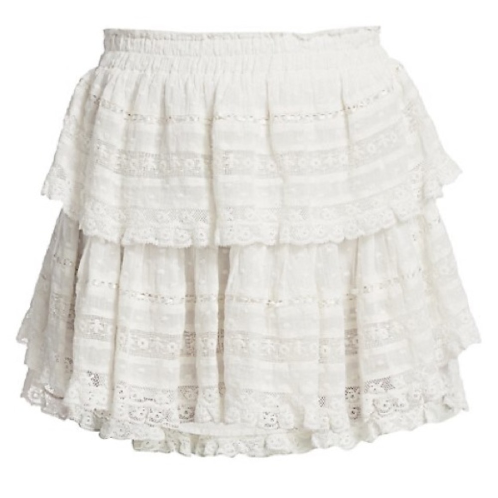 LoveShackFancy Ruffle Lace Mini Skirt